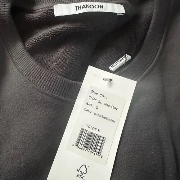 Thakoon open back sweatshirt dress SZ Small- NEW - grey- terry